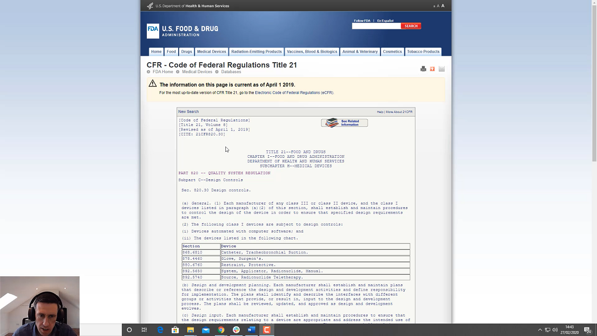 FDA Regulation Breakdown 21 CFR Part 820 Subpart C Design Control